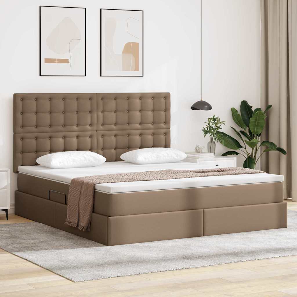 Letto con Contenitore Cappuccino 160 x 200 cm Pelle Sintetica