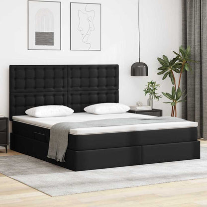 Letto con Contenitore Nero 180 x 200 cm Pelle sintetica