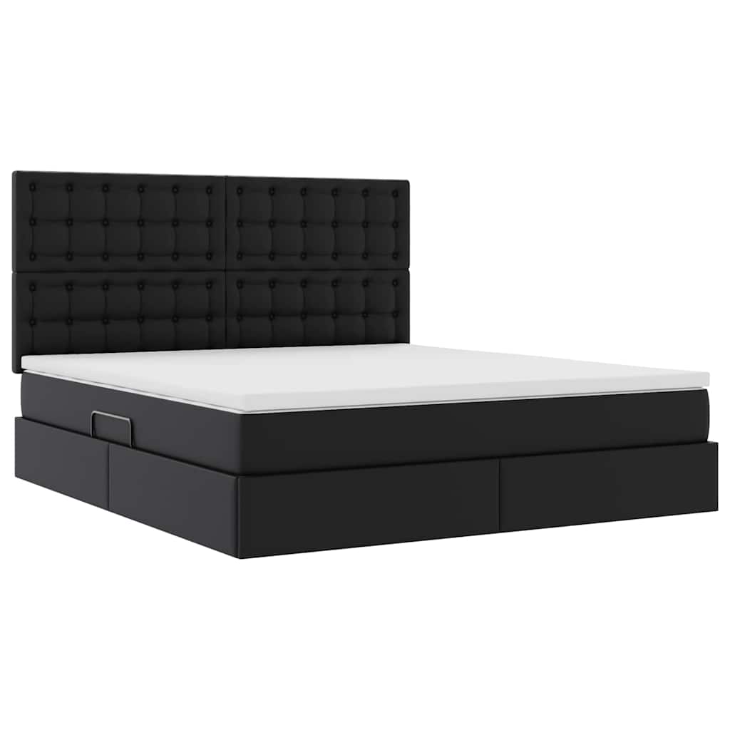 Letto con Contenitore Nero 180 x 200 cm Pelle sintetica