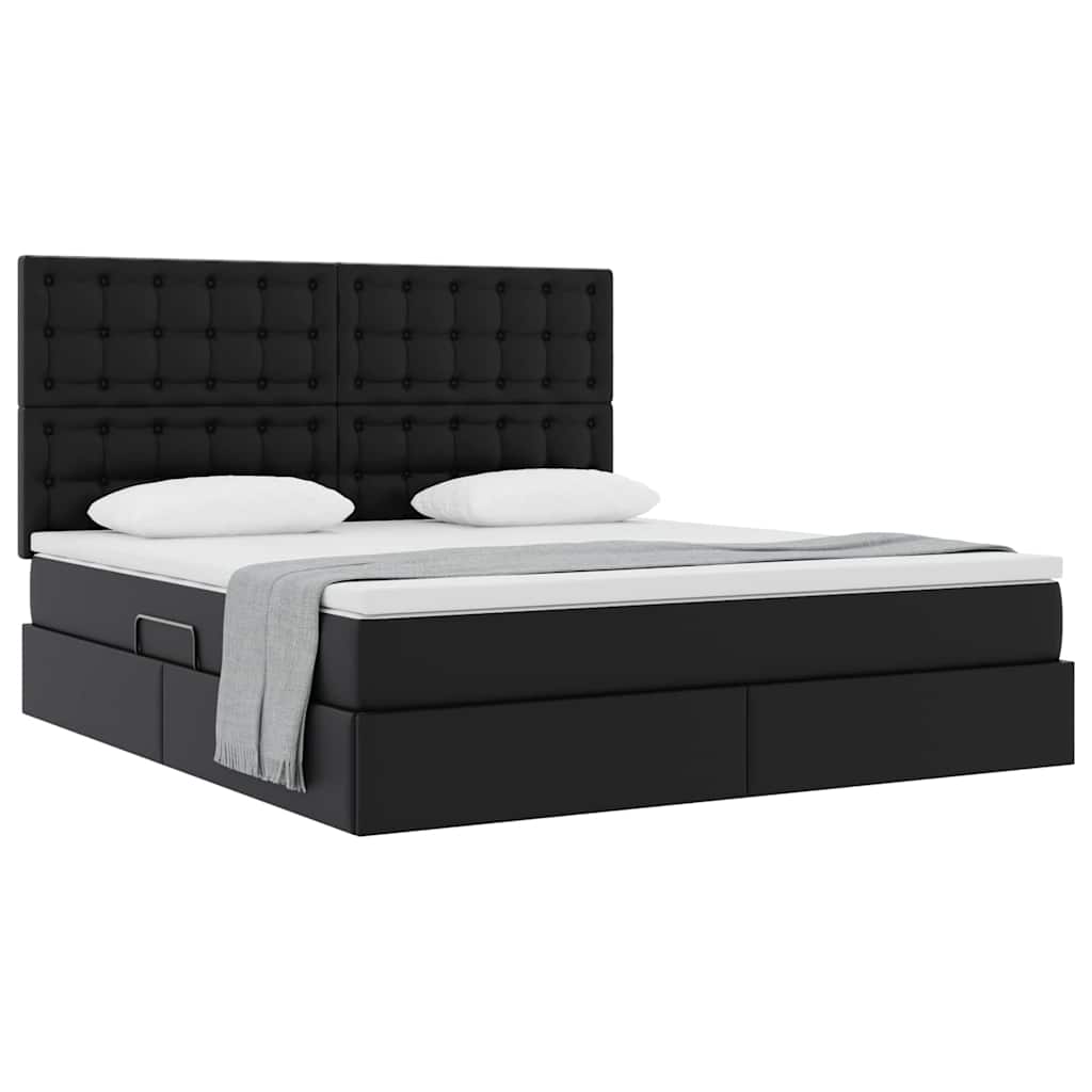 Letto con Contenitore Nero 180 x 200 cm Pelle sintetica