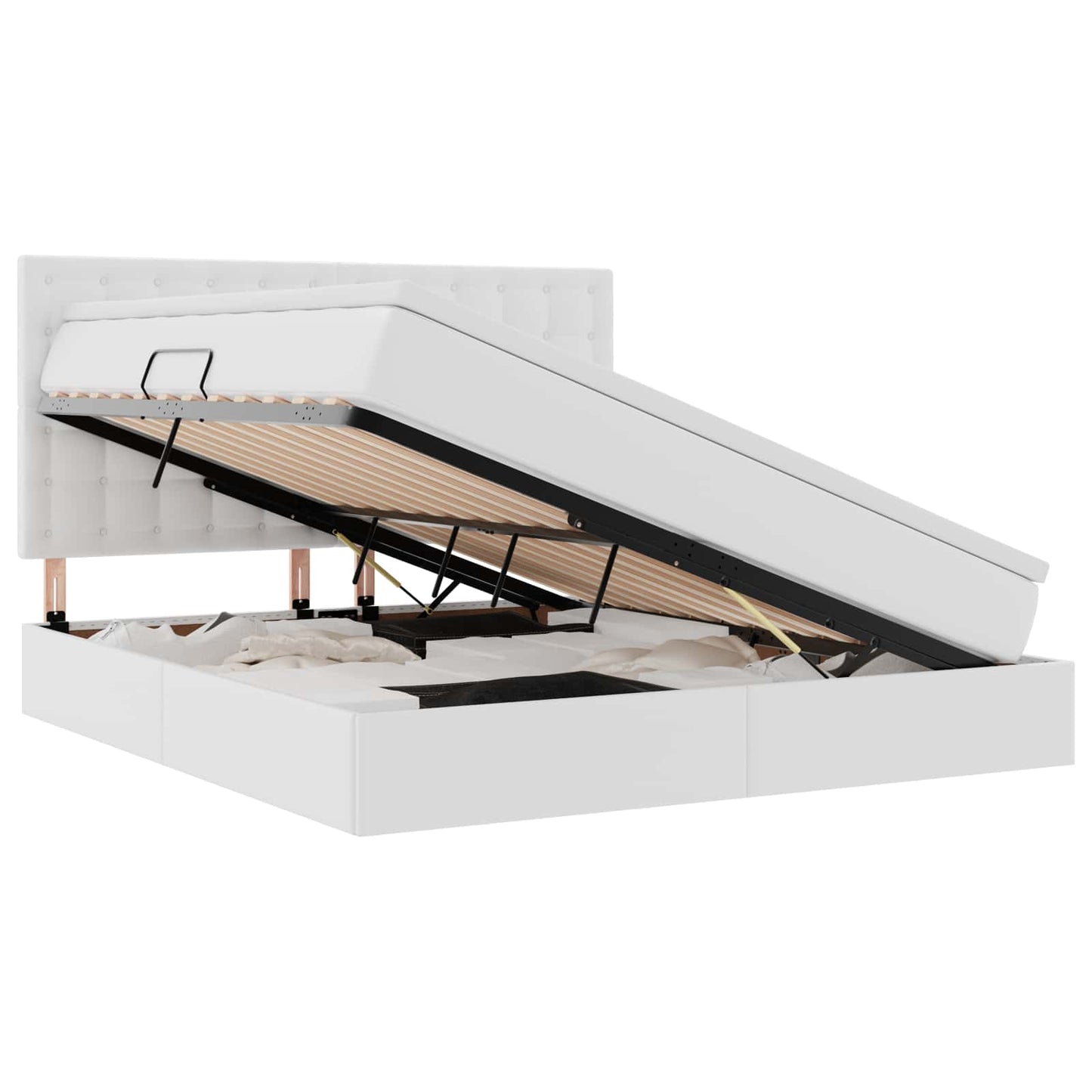 Letto con Contenitore Bianco Puro 180 x 200 cm Pelle Sintetica