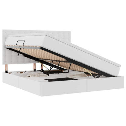 Letto con Contenitore Bianco Puro 180 x 200 cm Pelle Sintetica