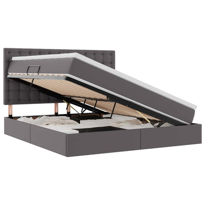 Letto con Contenitore Grigio 180 x 200 cm Pelle Sintetica