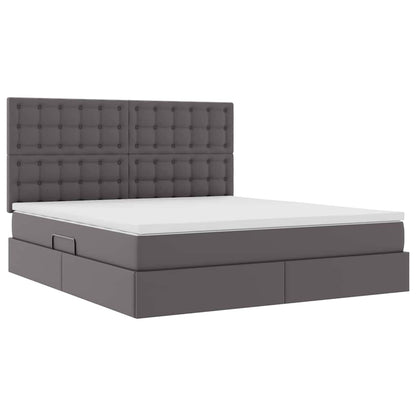 Letto con Contenitore Grigio 180 x 200 cm Pelle Sintetica