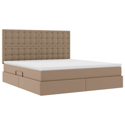 Letto con Contenitore Cappuccino 180 x 200 cm Pelle Sintetica