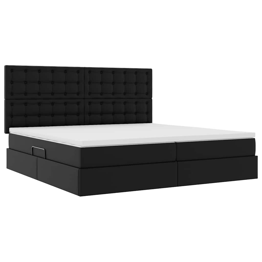 Letto con Contenitore Nero 200 x 200 cm Pelle Sintetica