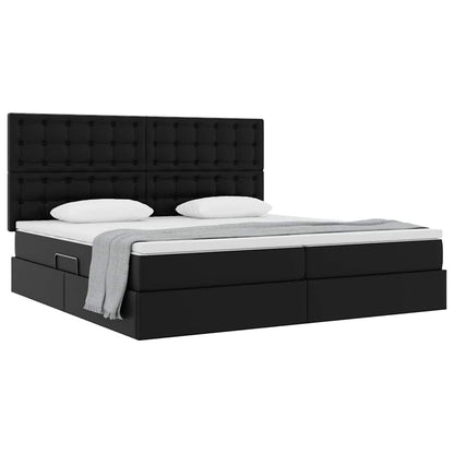 Letto con Contenitore Nero 200 x 200 cm Pelle Sintetica