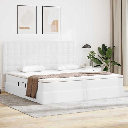 Letto con Contenitore Bianco Puro 200 x 200 cm Pelle Sintetica