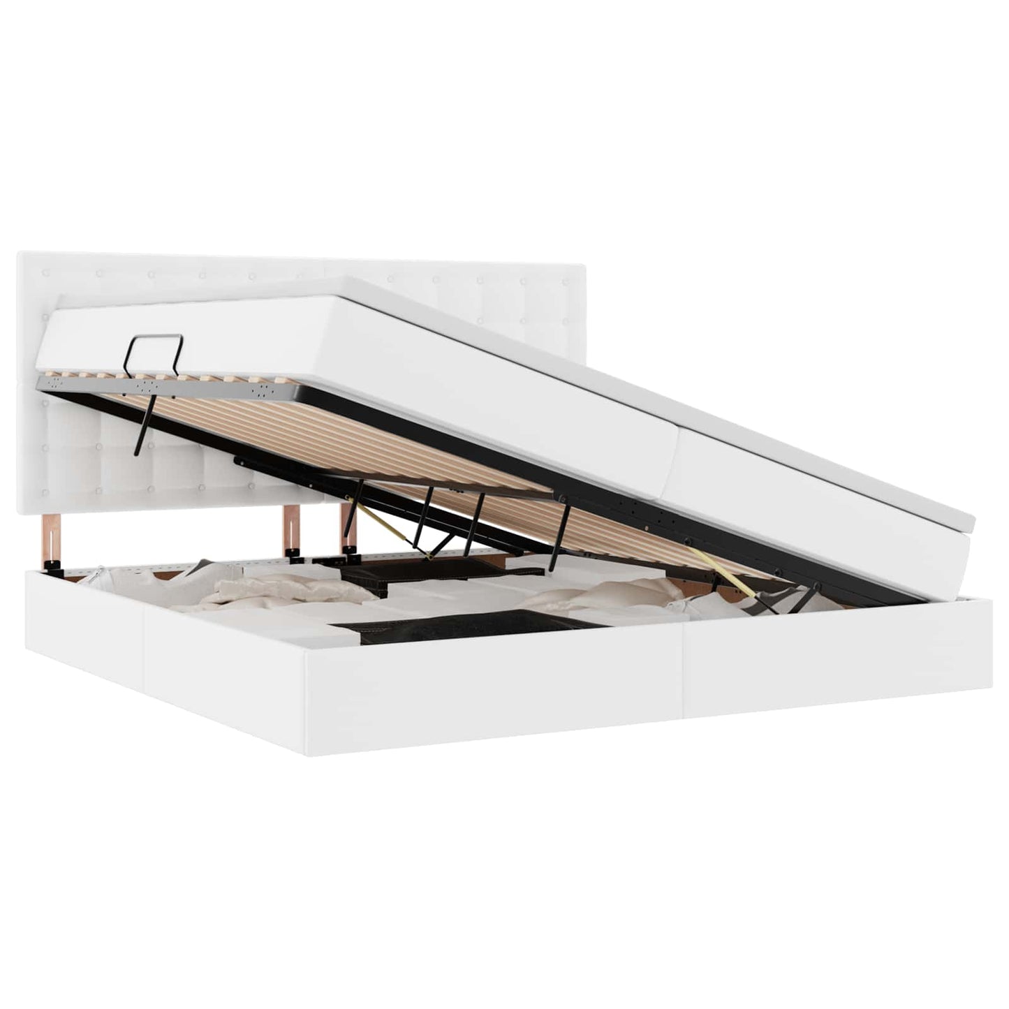 Letto con Contenitore Bianco Puro 200 x 200 cm Pelle Sintetica