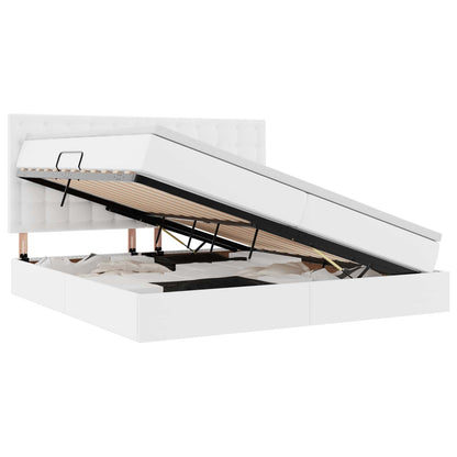 Letto con Contenitore Bianco Puro 200 x 200 cm Pelle Sintetica