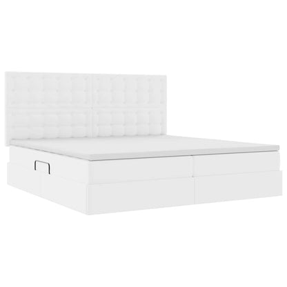 Letto con Contenitore Bianco Puro 200 x 200 cm Pelle Sintetica