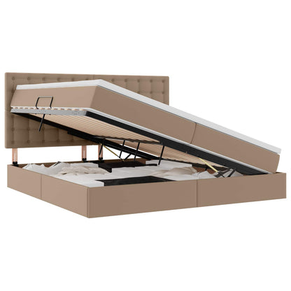 Letto con Contenitore Cappuccino 200 x 200 cm Pelle Sintetica