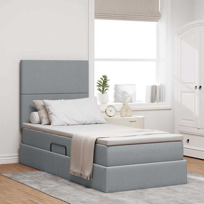 Letto con contenitore e materasso Grigio chiaro 90 x 190 cm