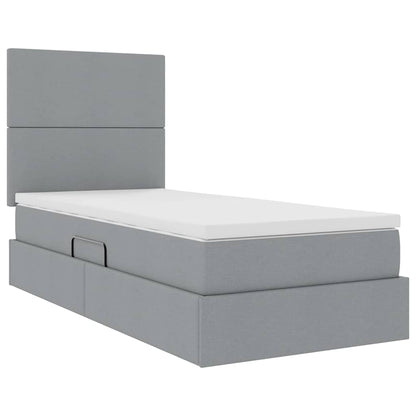 Letto con contenitore e materasso Grigio chiaro 90 x 190 cm