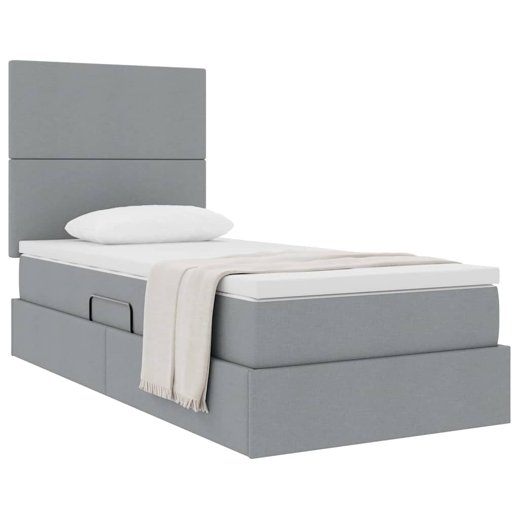 Letto con contenitore e materasso Grigio chiaro 90 x 190 cm