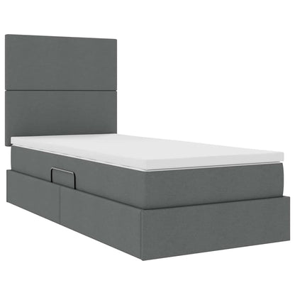 Letto con contenitore e materasso Grigio scuro 90 x 190 cm