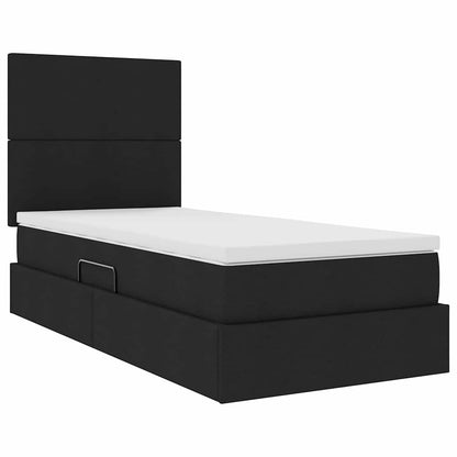 Letto con contenitore e materasso Nero 90 x 200 cm Poliestere