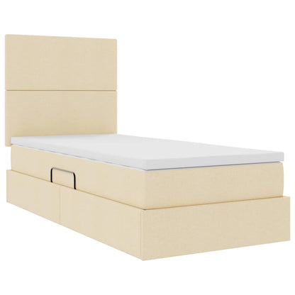 Letto con contenitore e materasso Crema 90 x 200 cm Poliestere