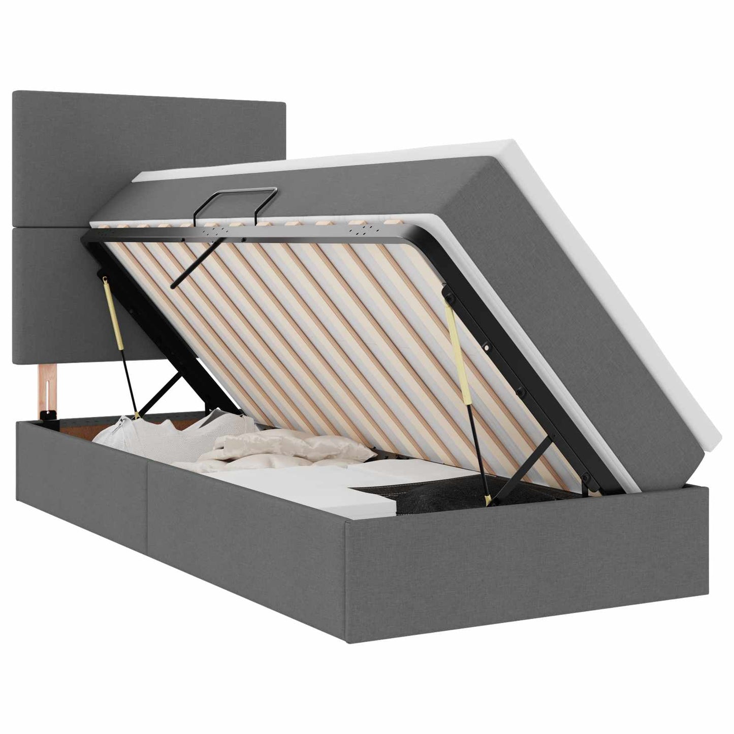 Letto con contenitore e materasso Grigio scuro 100 x 200 cm