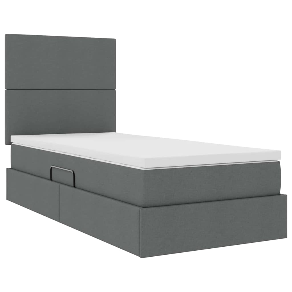 Letto con contenitore e materasso Grigio scuro 100 x 200 cm