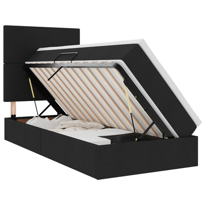 Letto con contenitore e materasso Nero 100 x 200 cm Poliestere