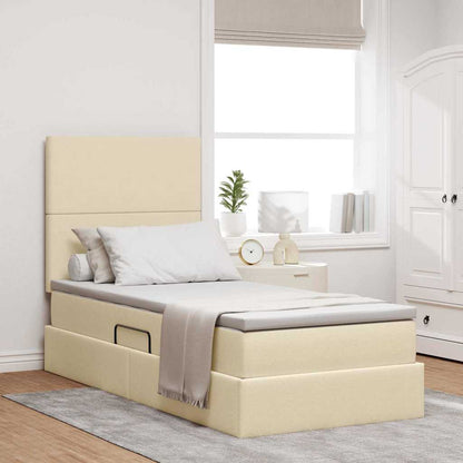 Letto con contenitore e materasso Crema 100 x 200 cm Poliestere