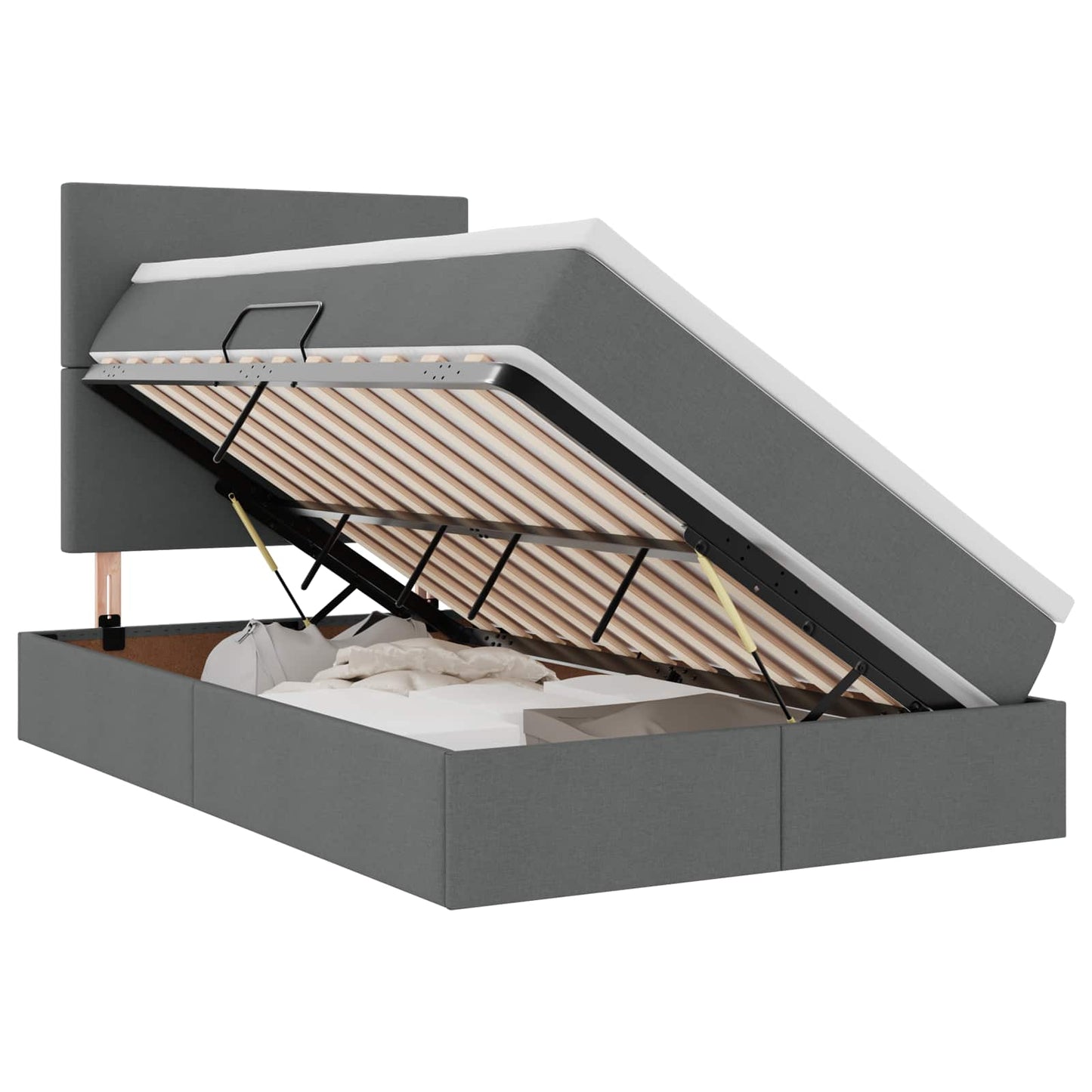 Letto con contenitore e materasso Grigio scuro 120 x 190 cm