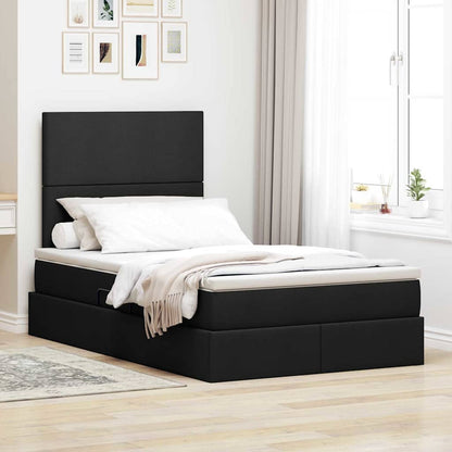 Letto con contenitore e materasso Nero 120 x 190 cm Tessuto