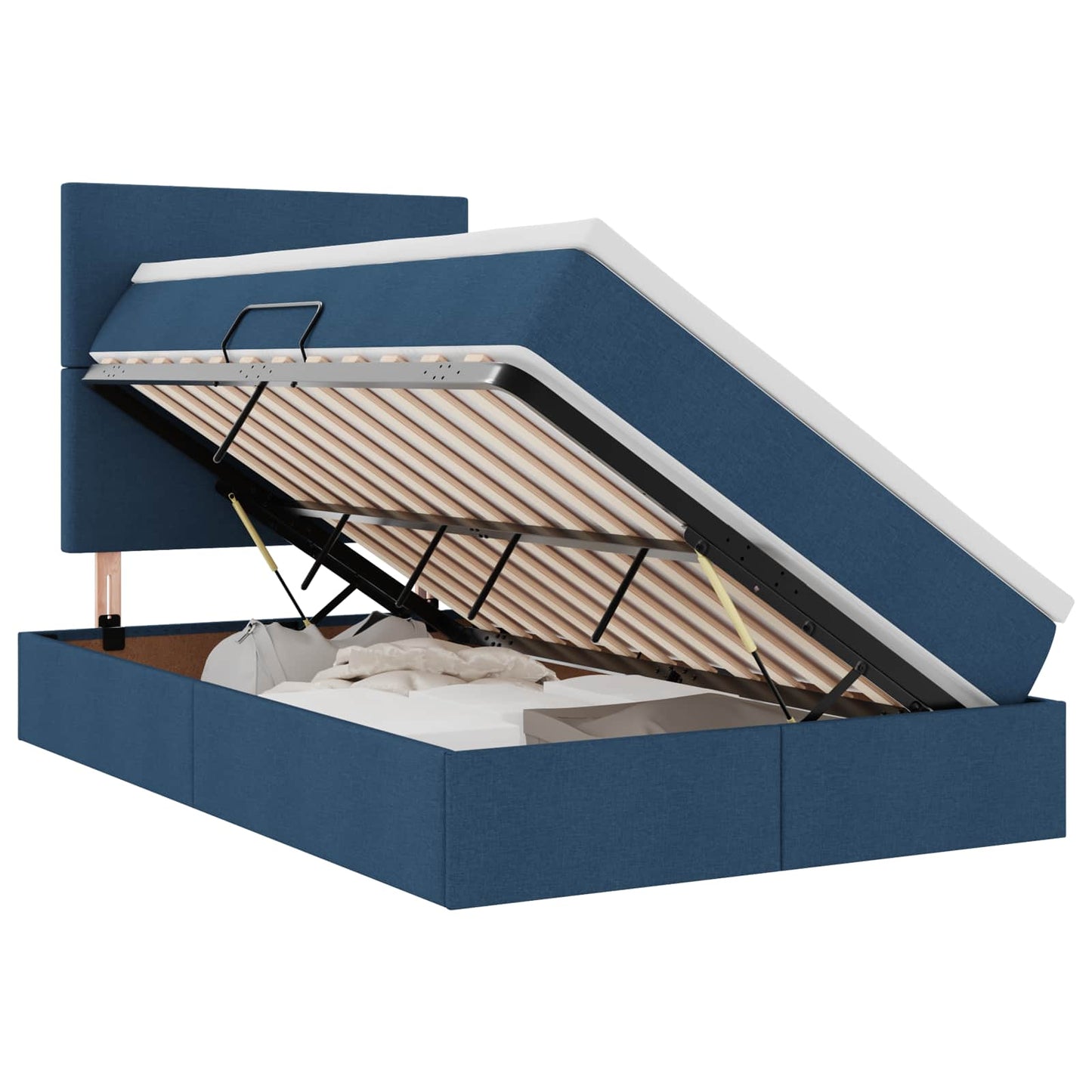 Letto con contenitore e materasso Blu 120 x 190 cm Tessuto