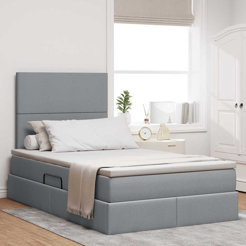 Letto con contenitore e materasso Grigio chiaro 120 x 200 cm