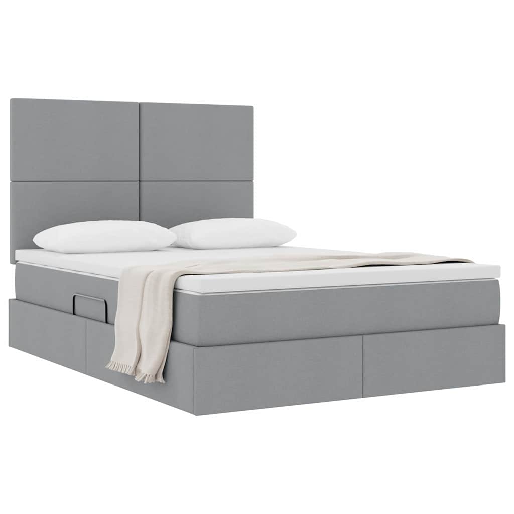 Letto con contenitore e materasso Grigio chiaro 140 x 190 cm