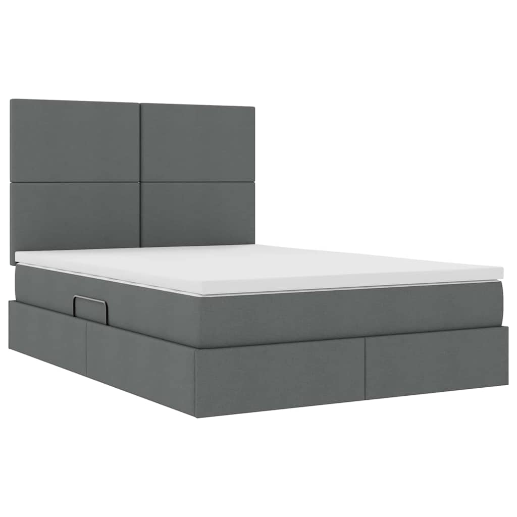 Letto con contenitore e materasso Grigio scuro 140 x 190 cm