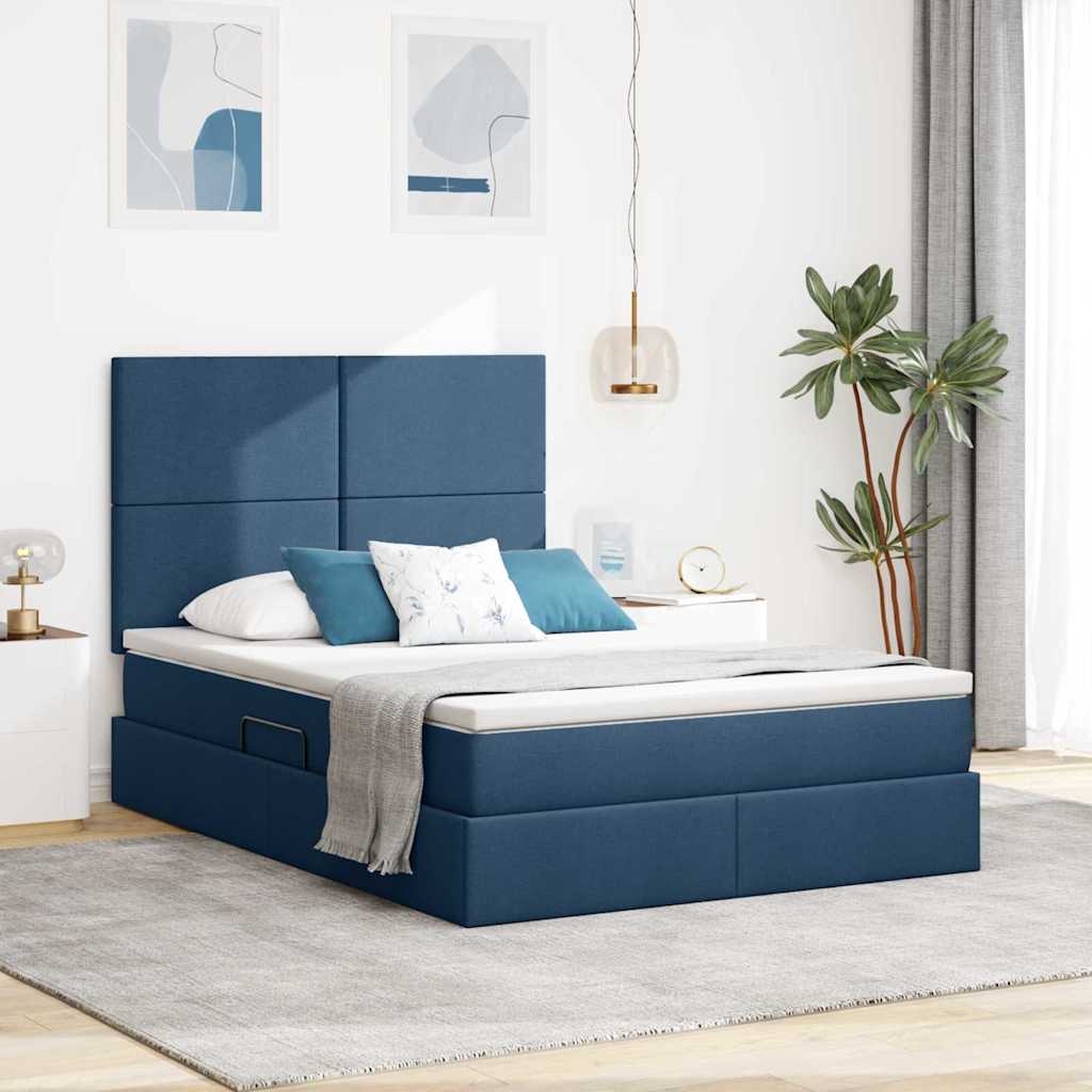 Letto con contenitore e materasso Blu 140 x 190 cm Poliestere
