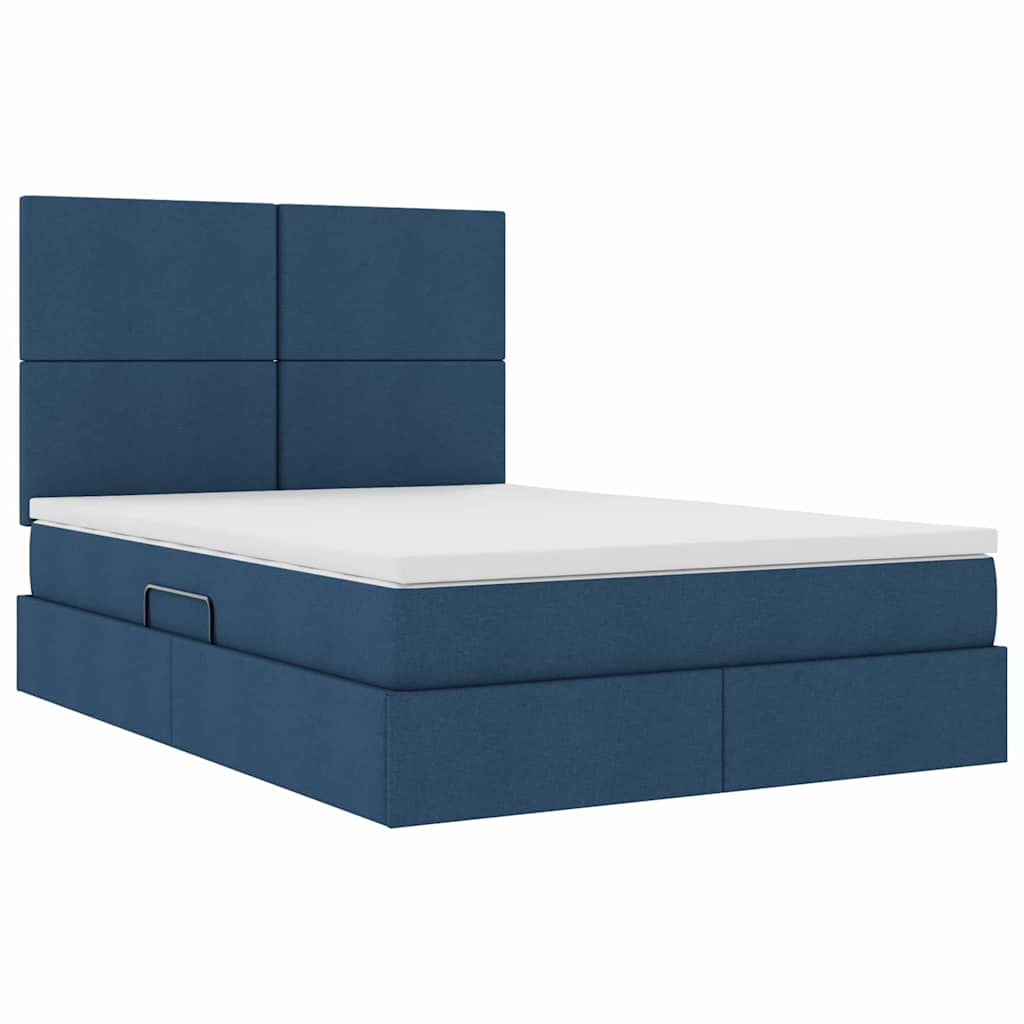 Letto con contenitore e materasso Blu 140 x 190 cm Poliestere