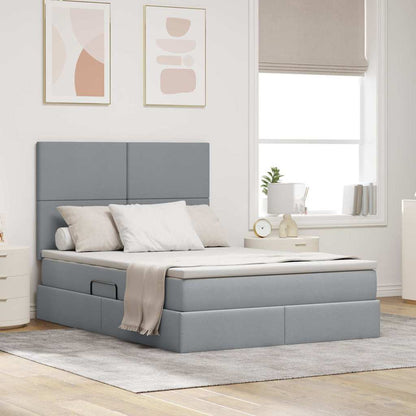 Letto con contenitore e materasso Grigio chiaro 140 x 200 cm