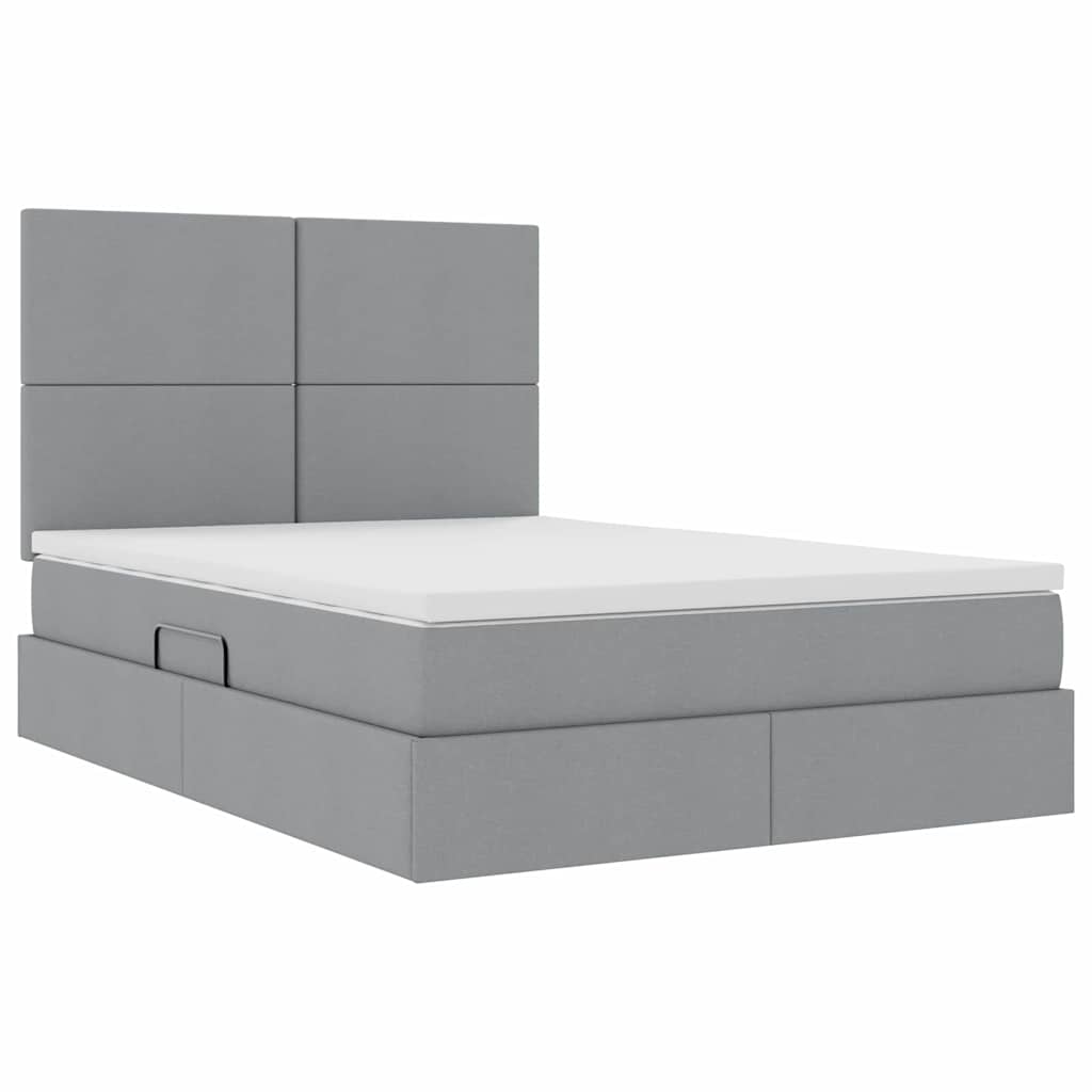 Letto con contenitore e materasso Grigio chiaro 140 x 200 cm