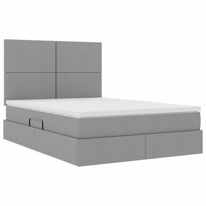 Letto con contenitore e materasso Grigio chiaro 140 x 200 cm