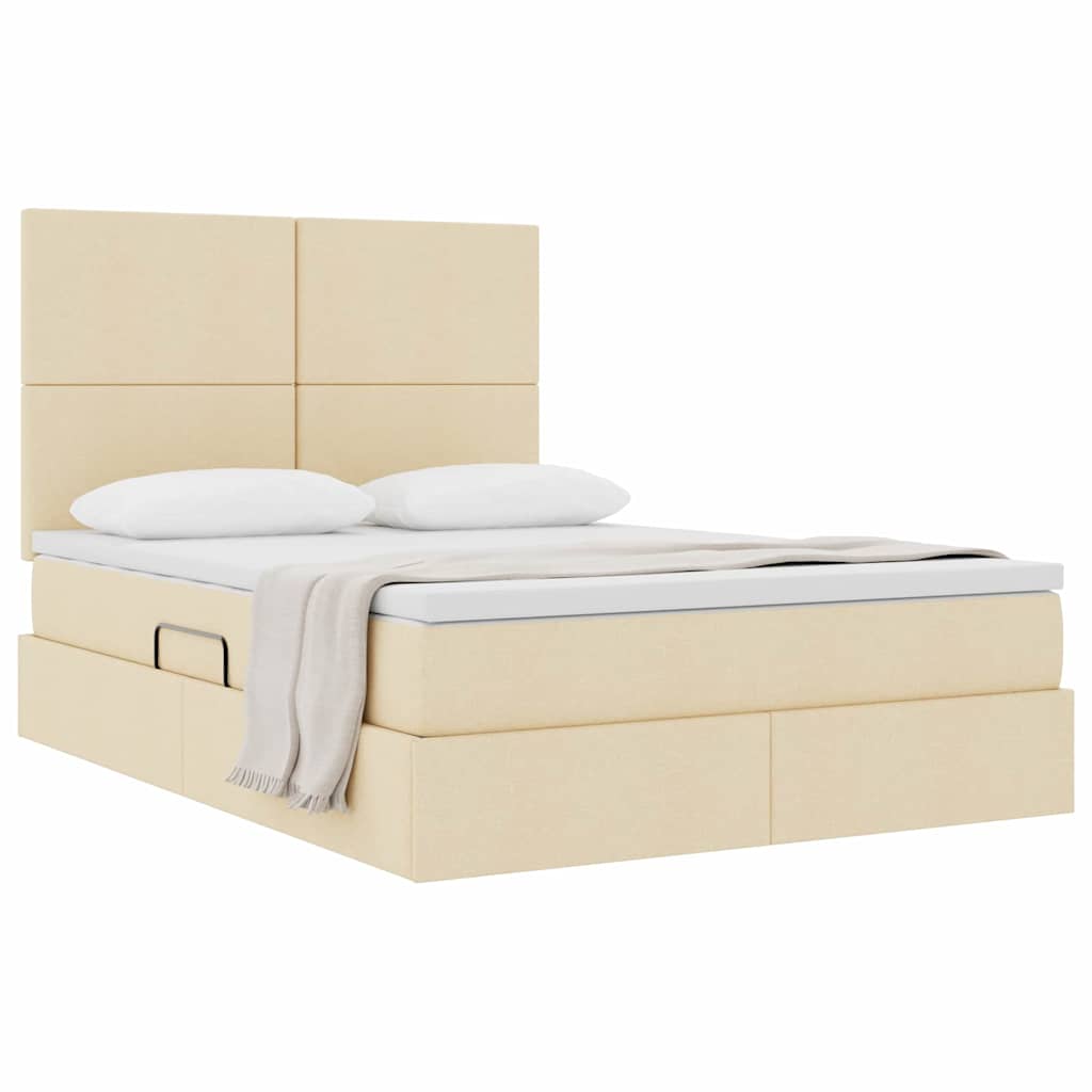 Letto con contenitore e materasso Crema 140 x 200 cm Poliestere