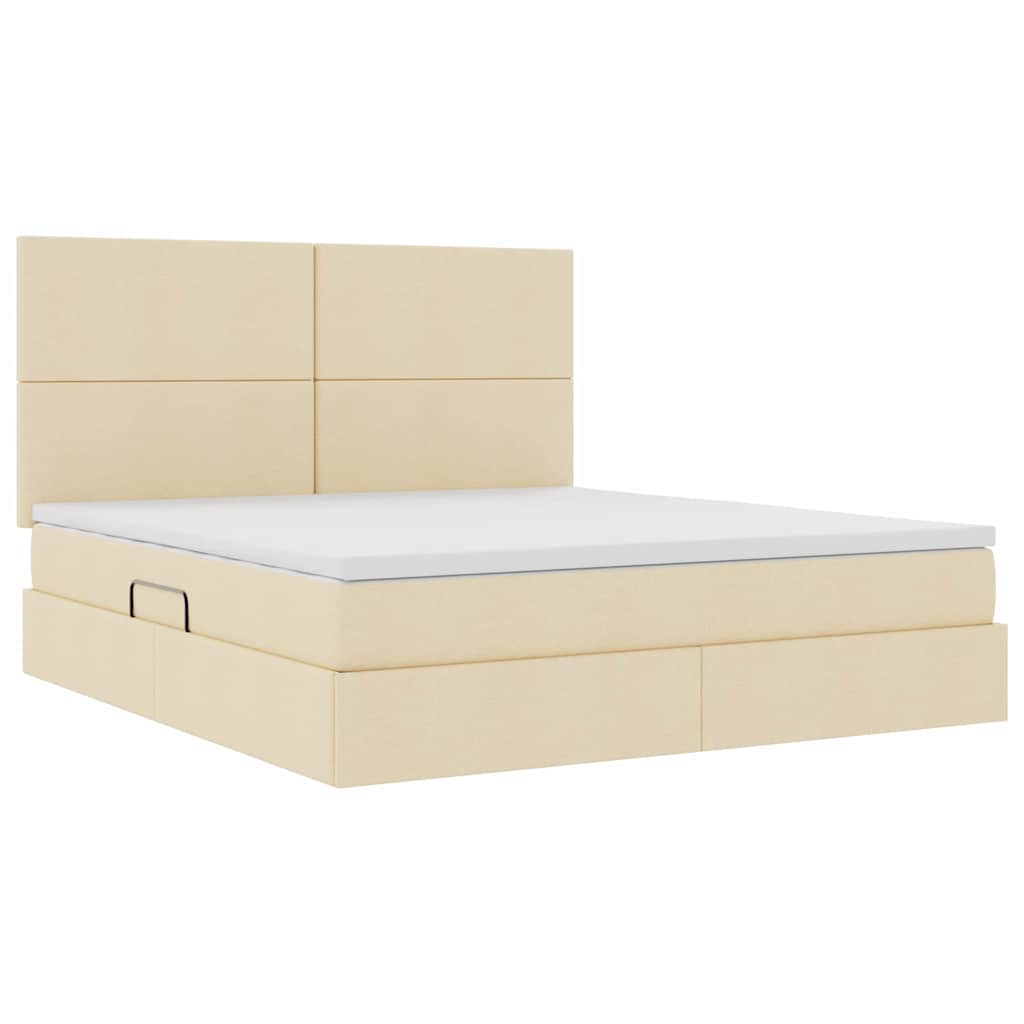 Letto con contenitore e materasso Crema 160 x 200 cm Poliestere