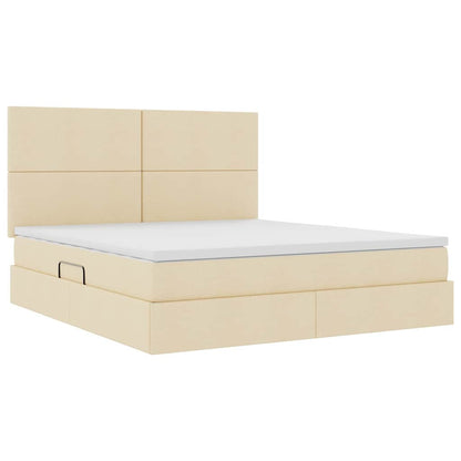 Letto con contenitore e materasso Crema 160 x 200 cm Poliestere