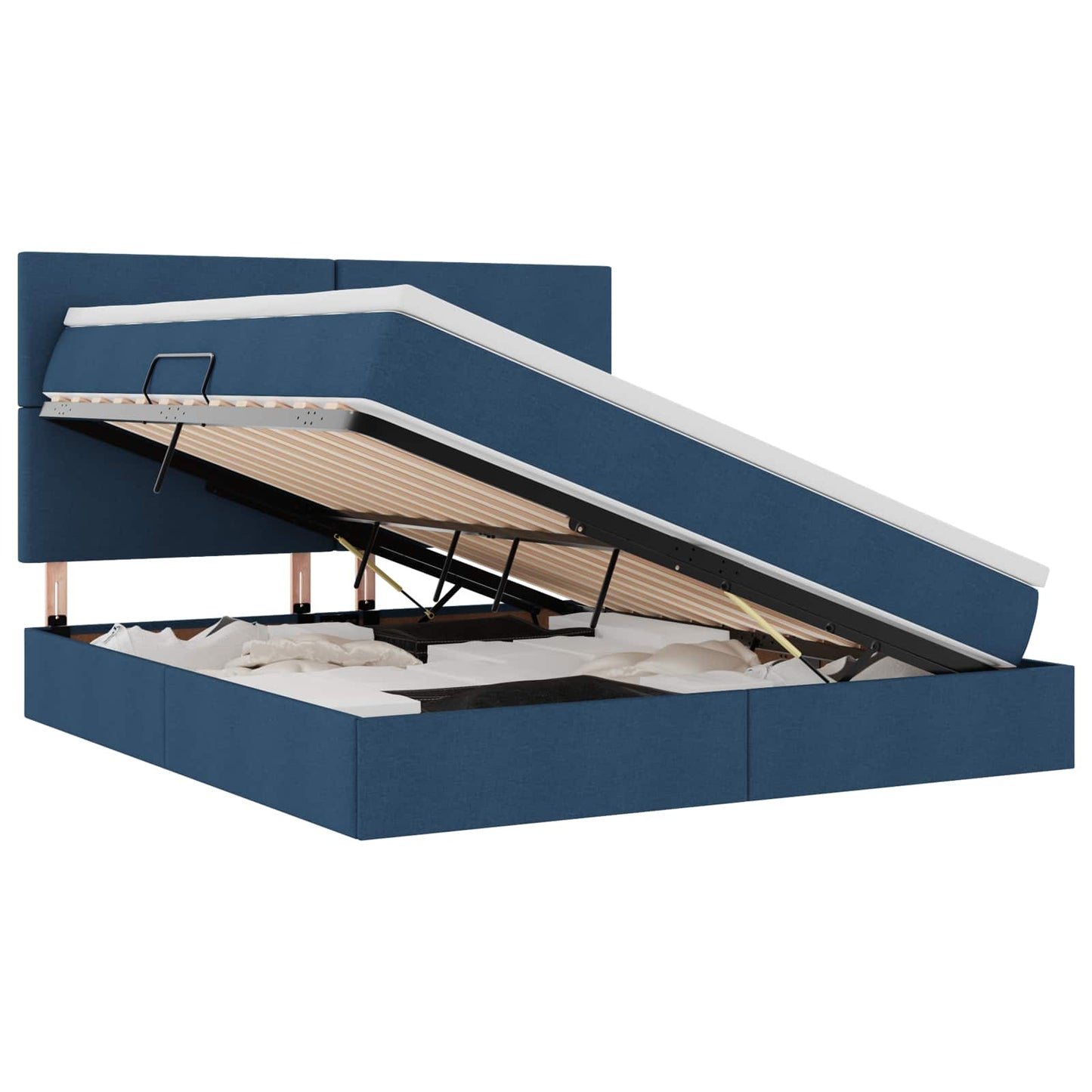 Letto con contenitore e materasso Blu 160 x 200 cm Poliestere
