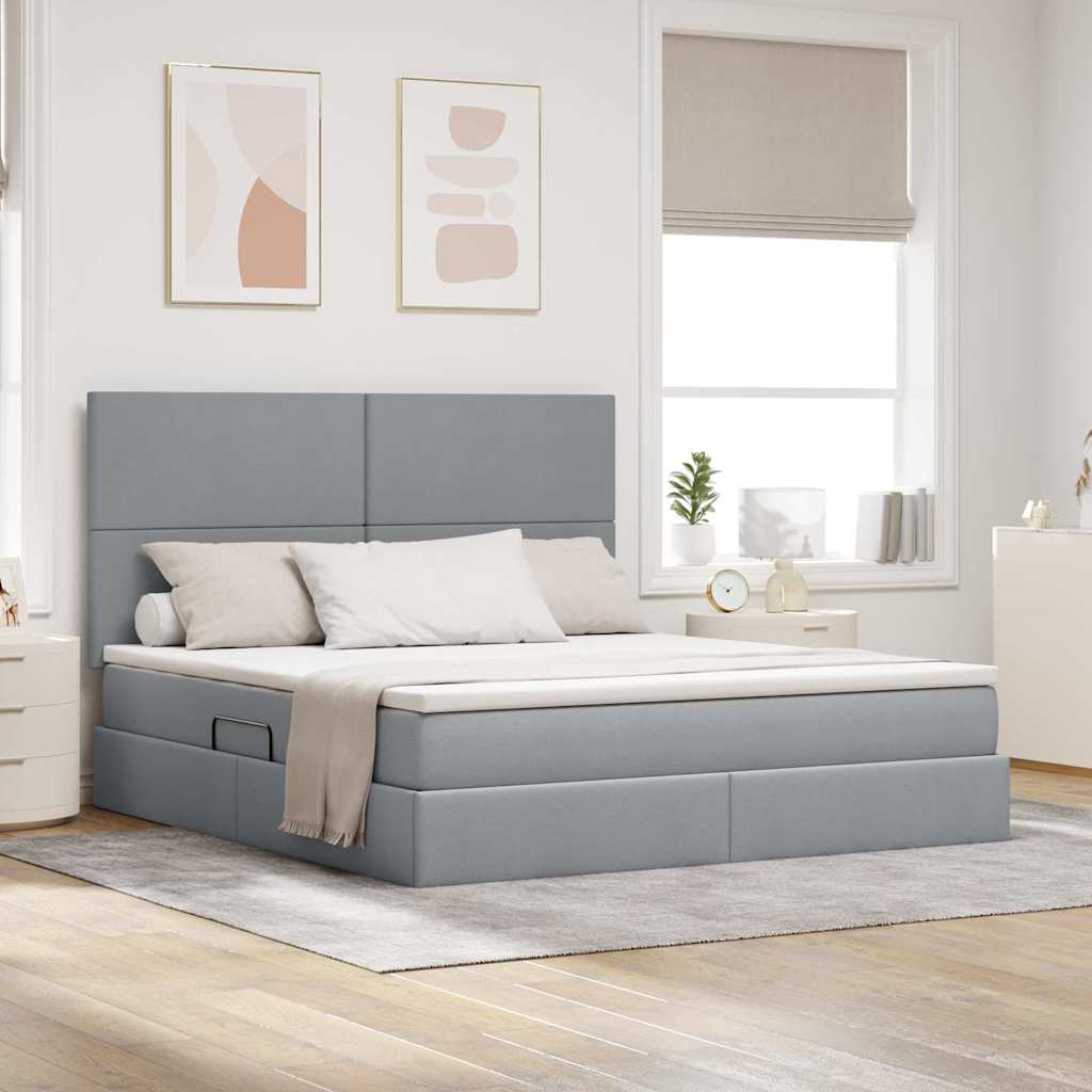 Letto con contenitore e materasso Grigio chiaro 180 x 200 cm