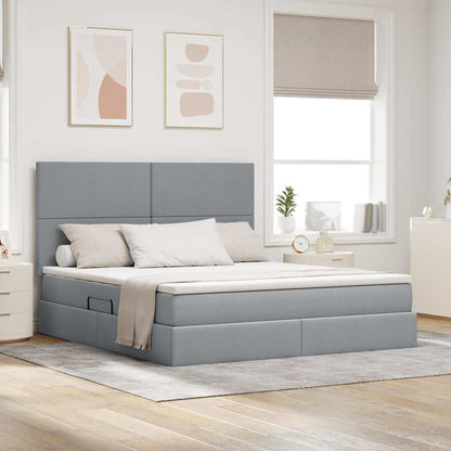 Letto con contenitore e materasso Grigio chiaro 180 x 200 cm