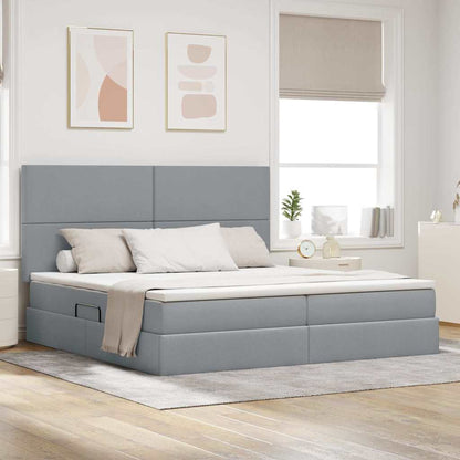 Letto con contenitore e materasso Grigio chiaro 200 x 200 cm