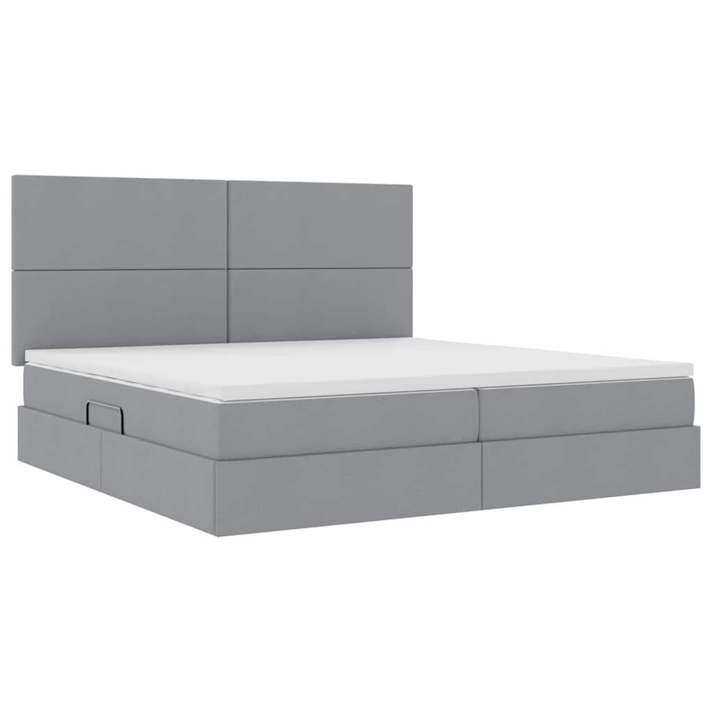 Letto con contenitore e materasso Grigio chiaro 200 x 200 cm
