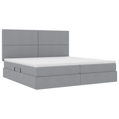 Letto con contenitore e materasso Grigio chiaro 200 x 200 cm
