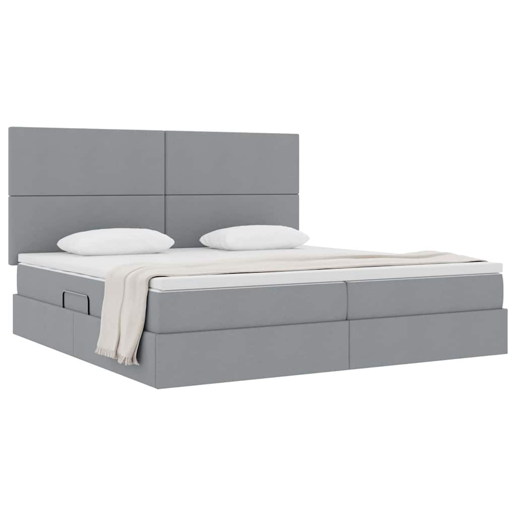 Letto con contenitore e materasso Grigio chiaro 200 x 200 cm