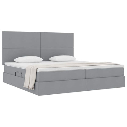 Letto con contenitore e materasso Grigio chiaro 200 x 200 cm