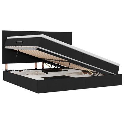 Letto con contenitore e materasso Nero 200 x 200 cm Poliestere