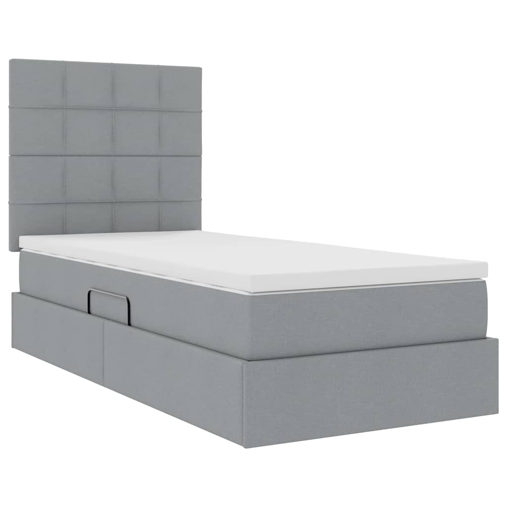 Letto con contenitore e materasso Grigio chiaro 90 x 190 cm